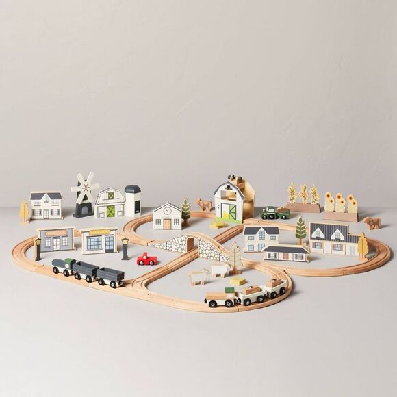 Hearth & Hand with Magnolia Other - Toy Train Track Set - 84pc - Hearth & Hand with Ma Tan